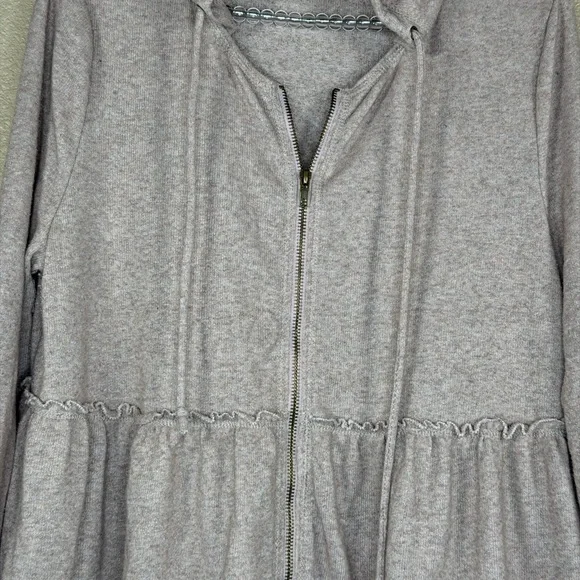 Easel Hooded Zip Up Dress Cardigan Medium Blush Pink Boho Cozy Tunic Pockets - Picture 4 of 7